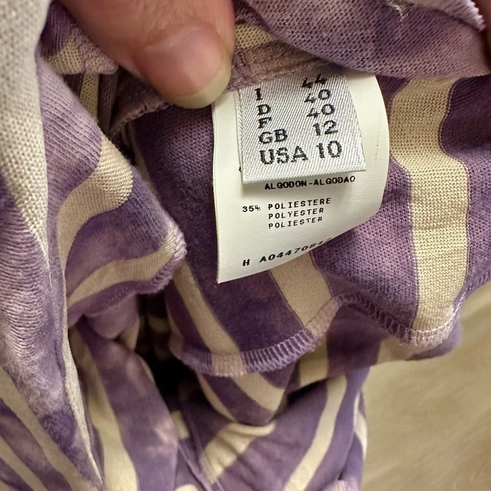 Y2K Moschino Cheap Chic Ciao Purple White Striped Cotton Jersey Sleeveless Dress - Picture 9 of 9